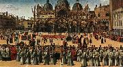 Gentile Bellini Procession of the True Cross in Piazza San Marco oil